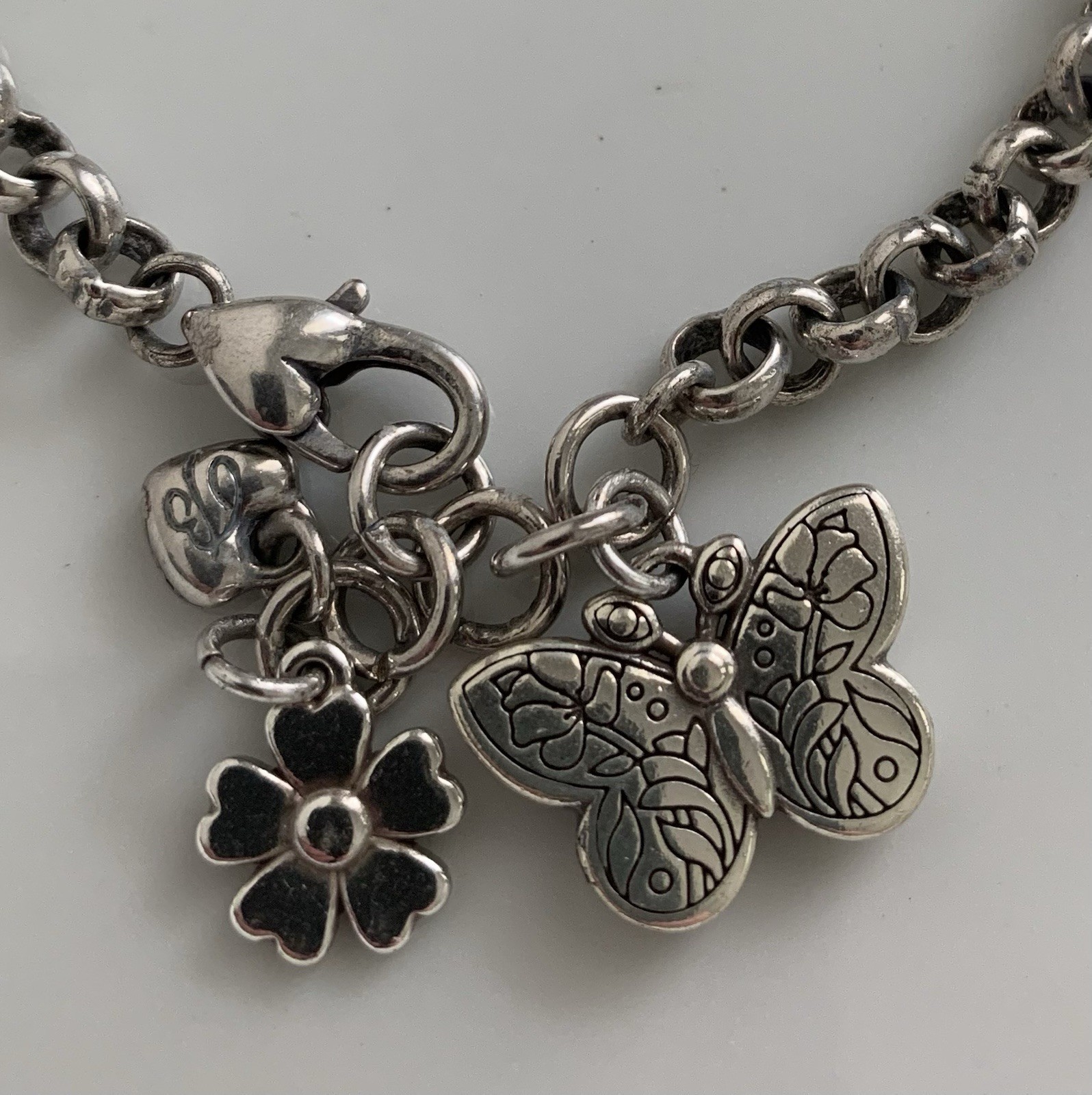 Brighton BUTTERFLY FLORAL 8 Inch Bracelet, Crystal Accents