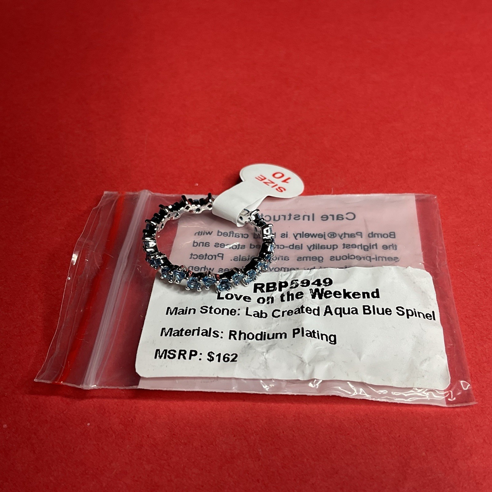 Bomb Party RBP5949 “Love on the Weekend” LC Spinel on Rhodium Size 10 Ring NWT
