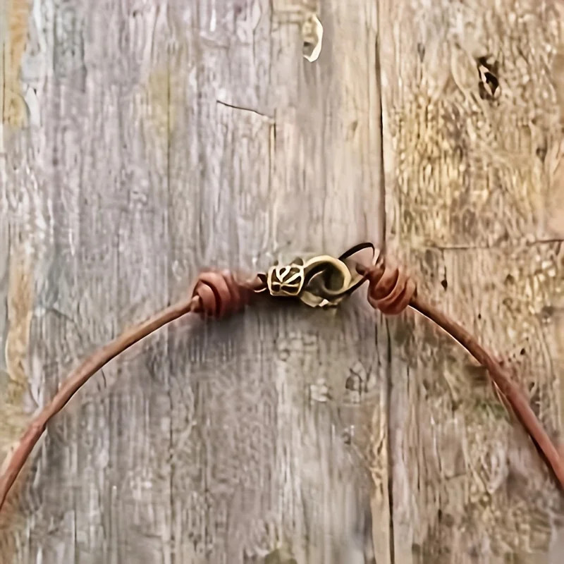 Bohemian Style Turquoise Bead Choker Necklace, Simple Vintage Retro Leather Cord