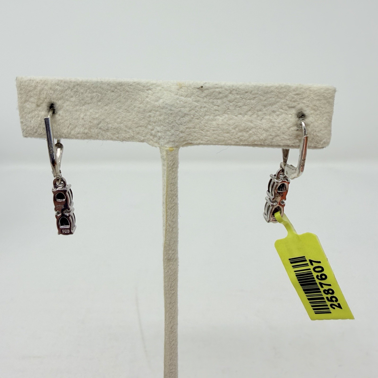Shop LC Natural Silver Sapphire Sterling Silver Lever Back Dangle Earrings 5495