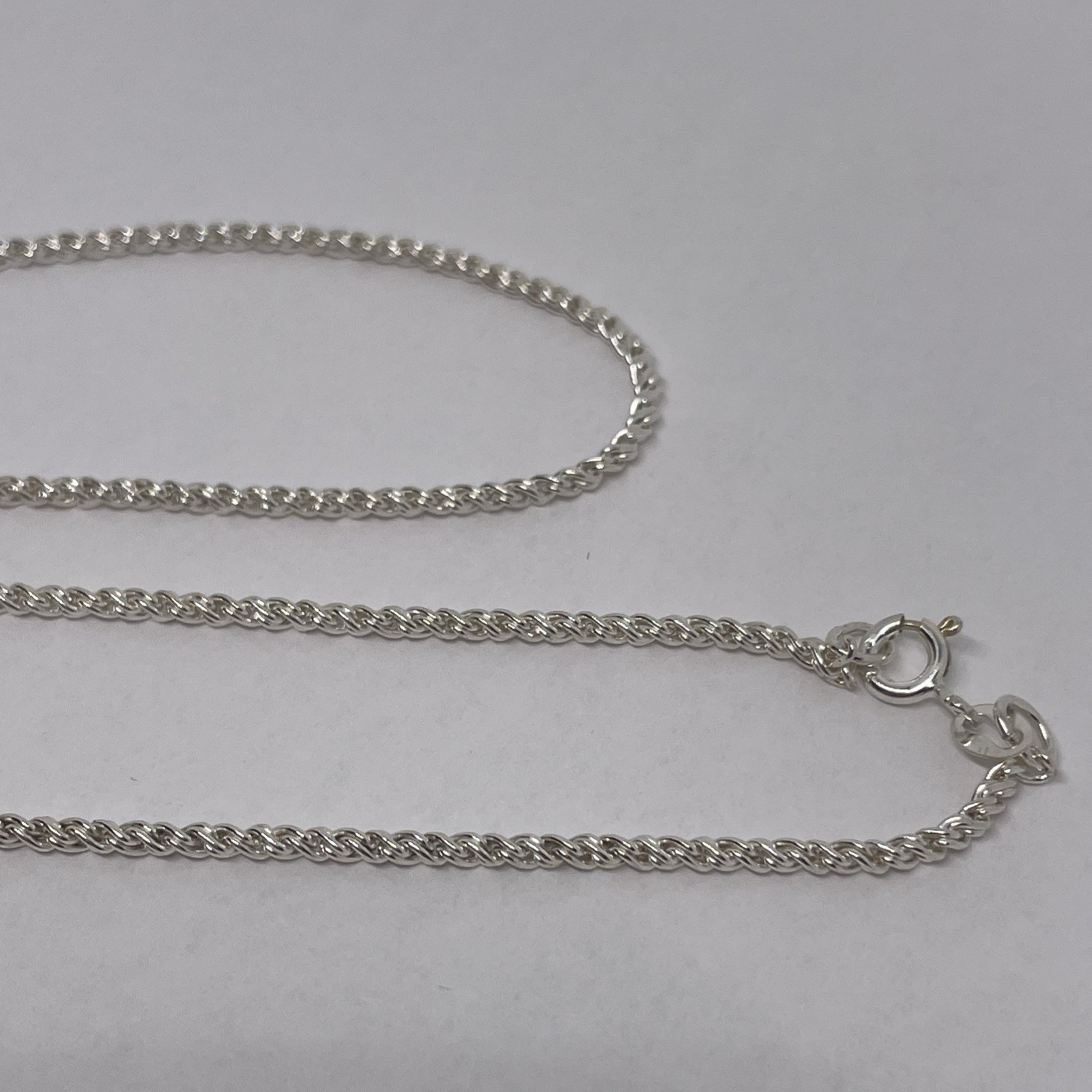 925 Sterling Silver Spiga Wheat Chain Necklace Length 18 Inch A7