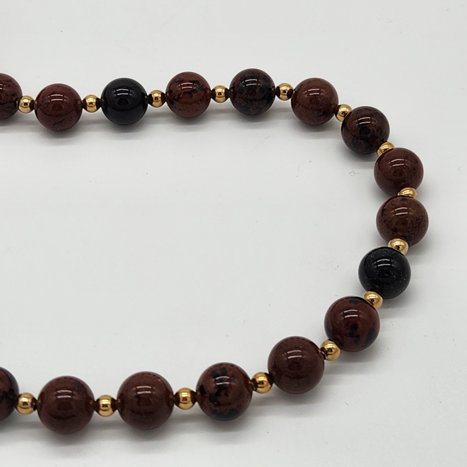 Dark Brown Semi Precious Stone Bead Necklace With Barrel Clasp