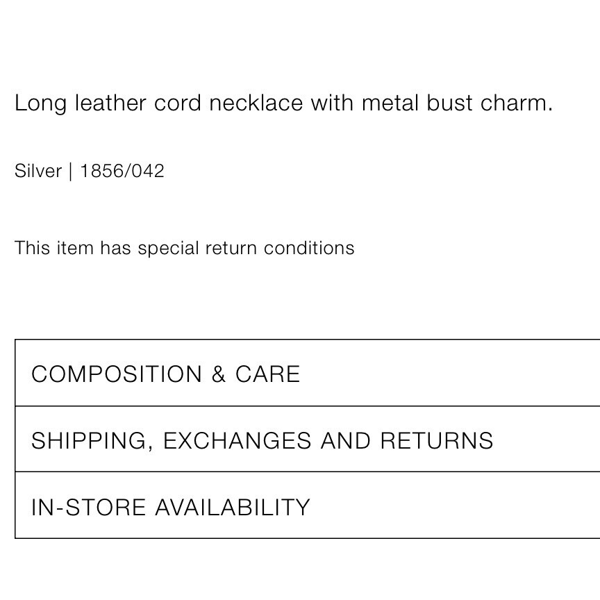 Zara Polished Silvertone Female Nude Figure Torso Long Necklace NEW 1856/042