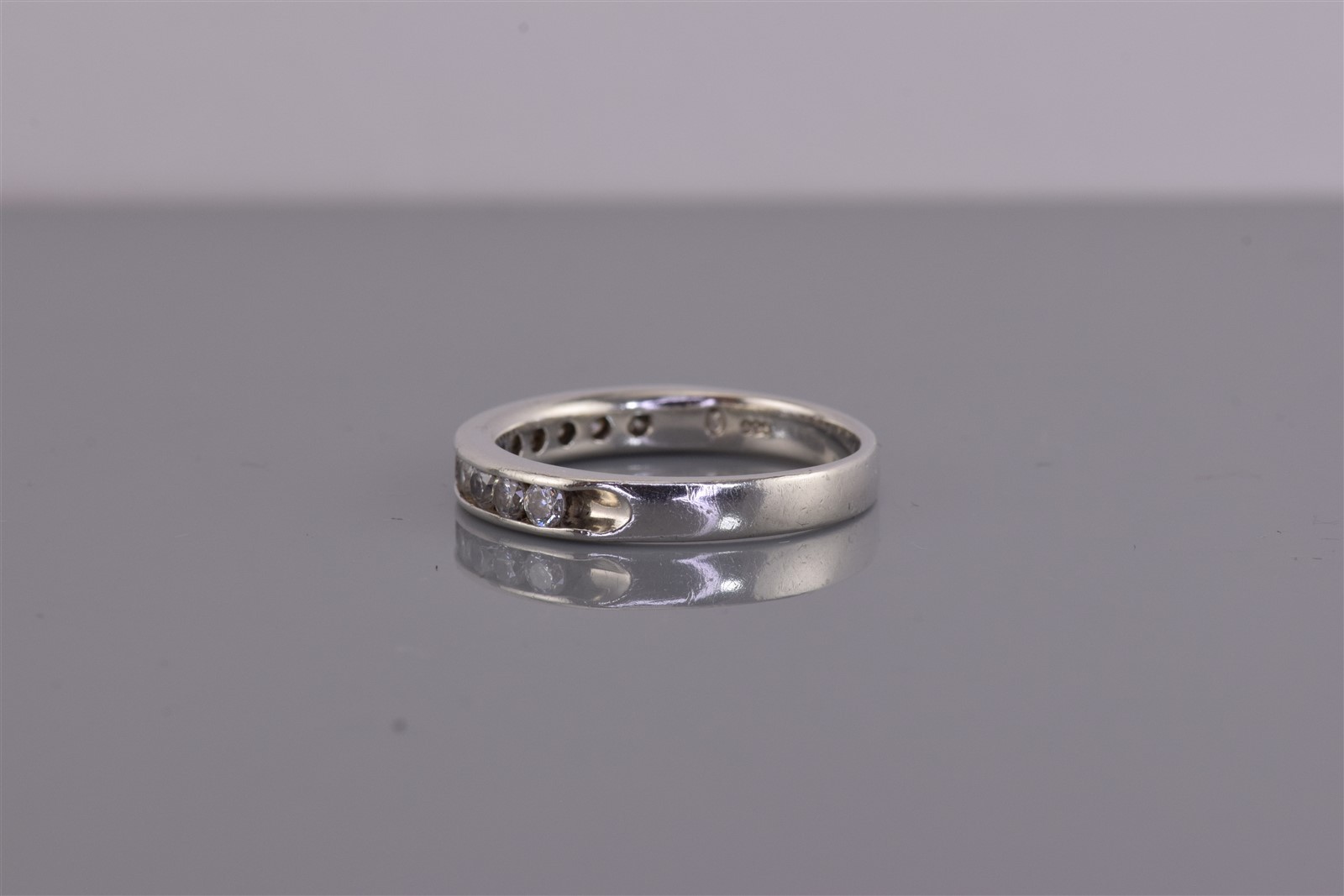 Sterling Silver 3.5mm Channel Set Cubic Zirconia Band Ring 925 Sz: 9