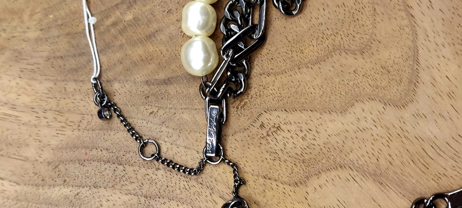 Karl Lagerfeld Paris Hematite-Tone Imitation Pearl Multi-Chain Necklace, 20 + 3