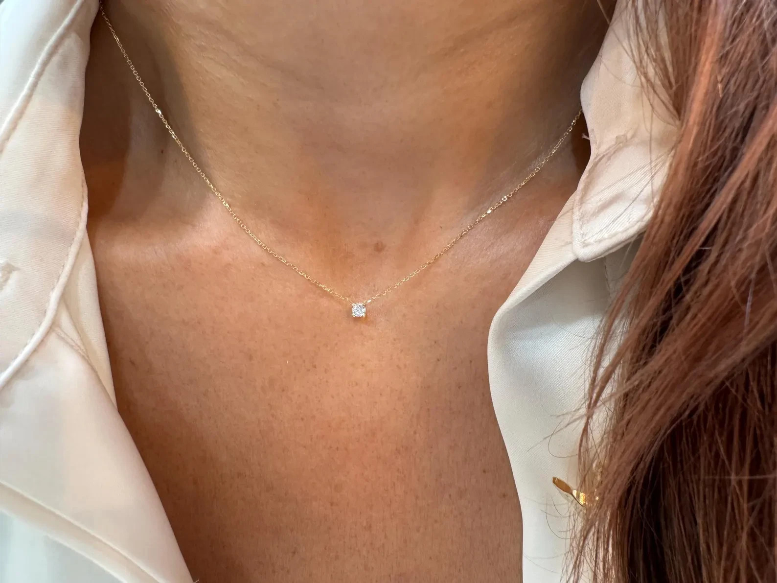 Lab Grown 1.00 Ct Round EF VS Diamond Solitaire Necklace in 14K Yellow Gold