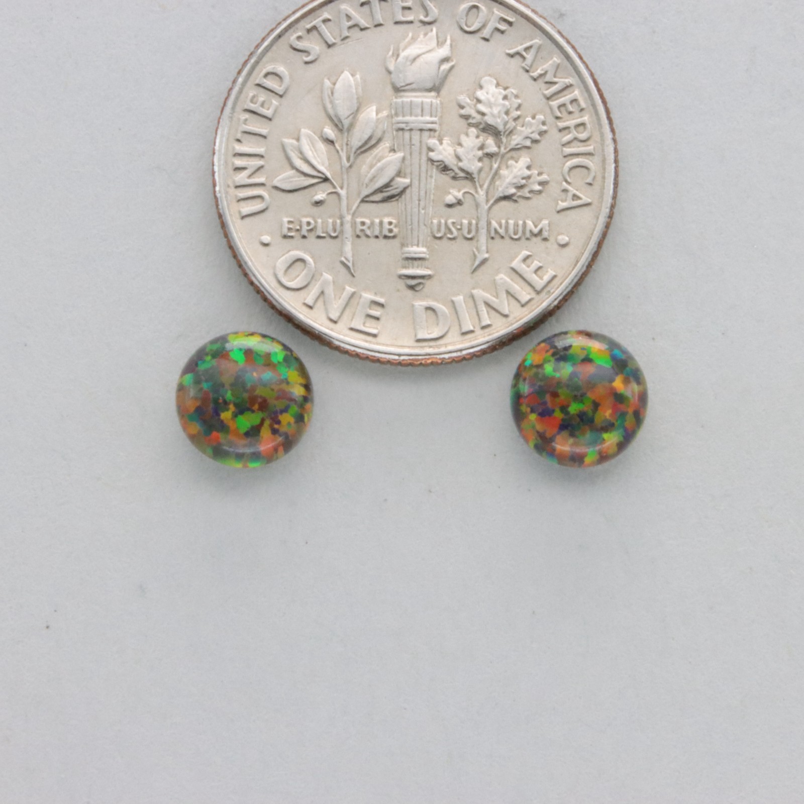 Multicolor Green Red FIRE OPAL Round Post Stud Earrings 925 STERLING SILVER 305e