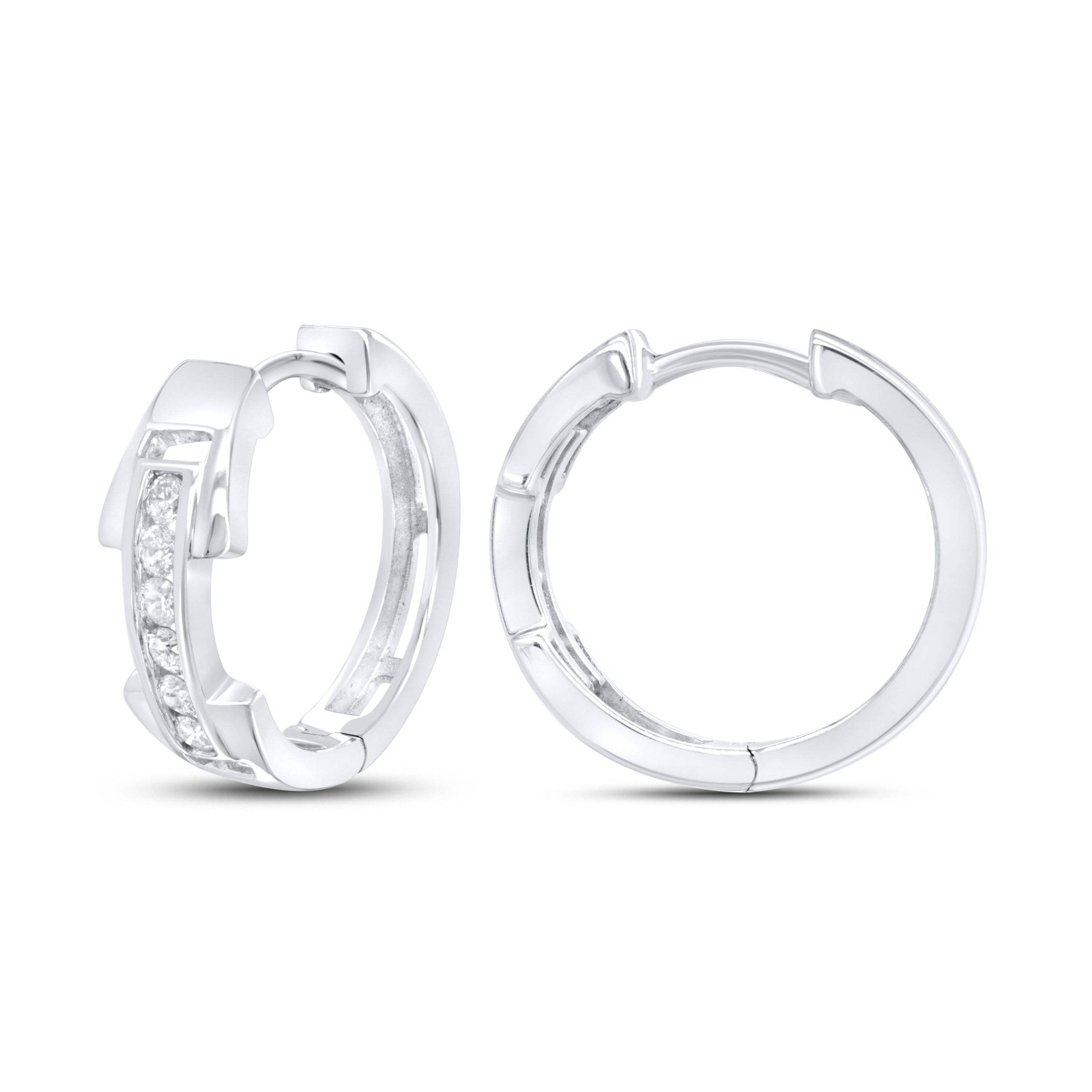 10kt Whit Gold 0.26 CTW Natural Diamond Hoops