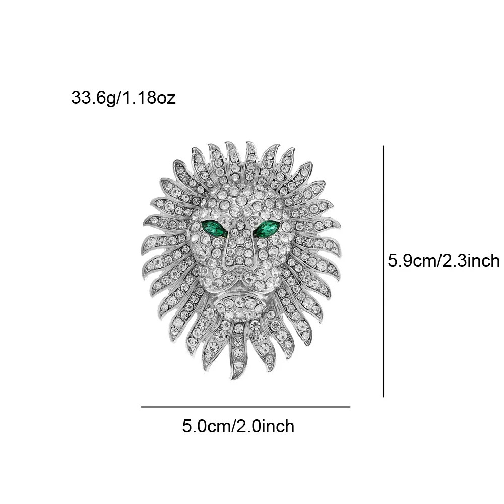 Women Men Rhinestone Lion Brooch, Unisex Clothing Accessories Pins Jewelry