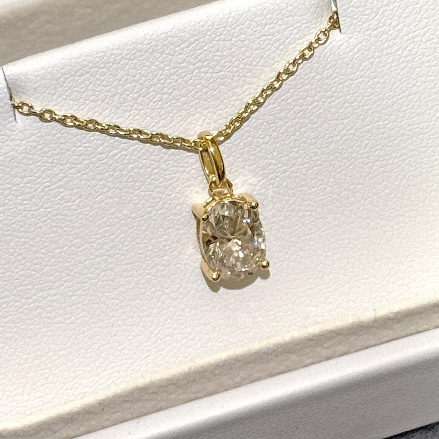 Oval Cut Moissanite Solitaire Pendant with Necklace – 925 Silver or 14k Gold