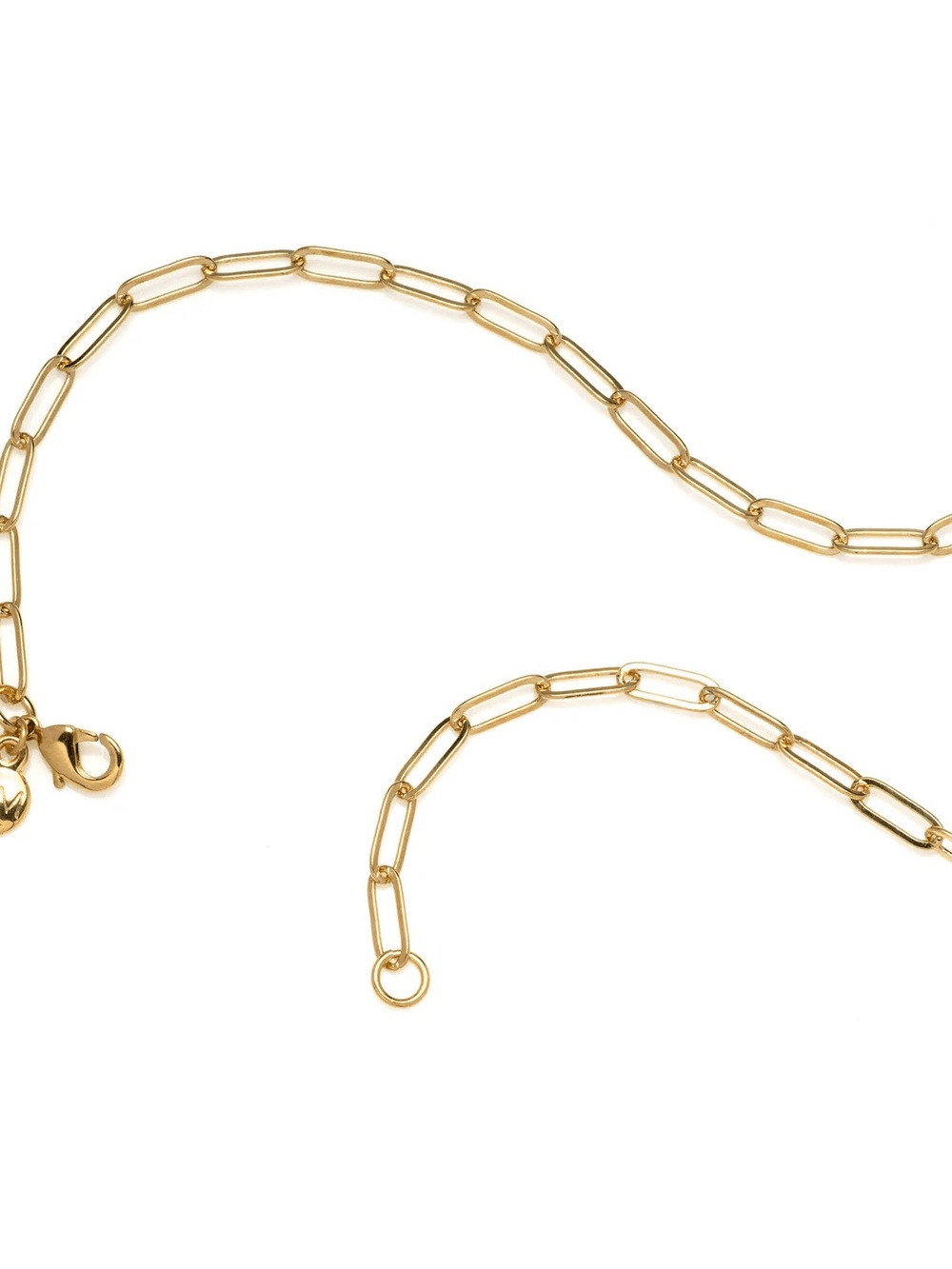 Gold E Rectangle Pendant Paperclip Necklace with Mother-of-Pearl by Mayamar