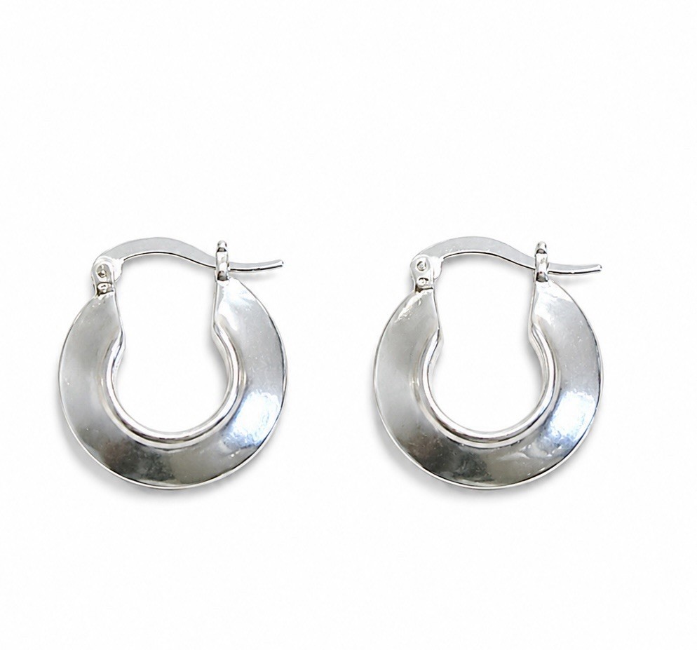 925 Silver Matte Chunky Hoop Earrings Thick Round Huggie Earrings for women 368