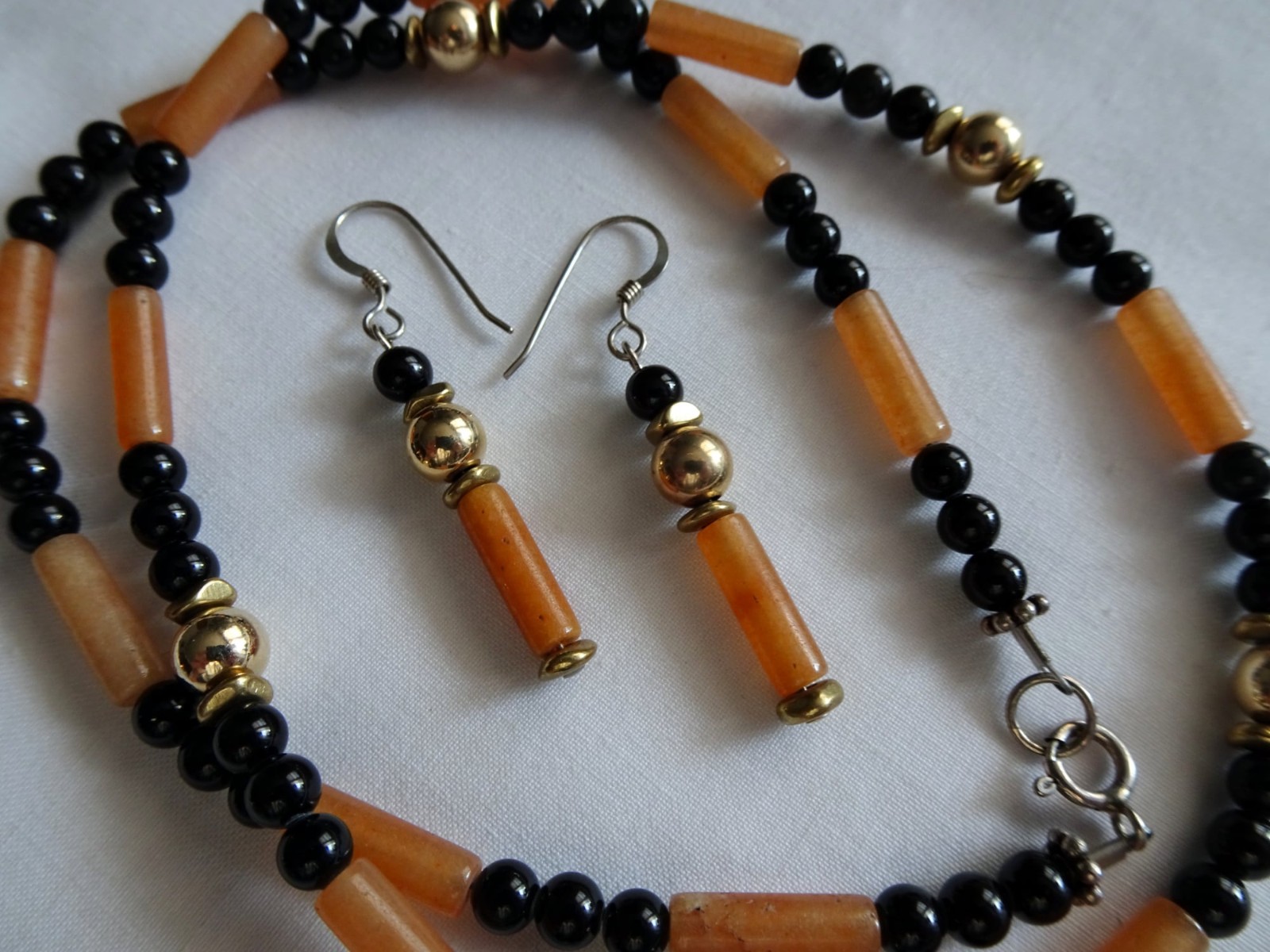 19 134″ Hand Crafted Neck & Earring Set Aventurine Other Beads SS Clasp NS28 DNG