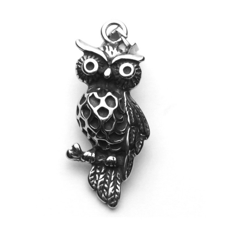 Unisex Women Men Stainless Steel Punk Owl Birds Pendant Necklace 24″ Chain Gift