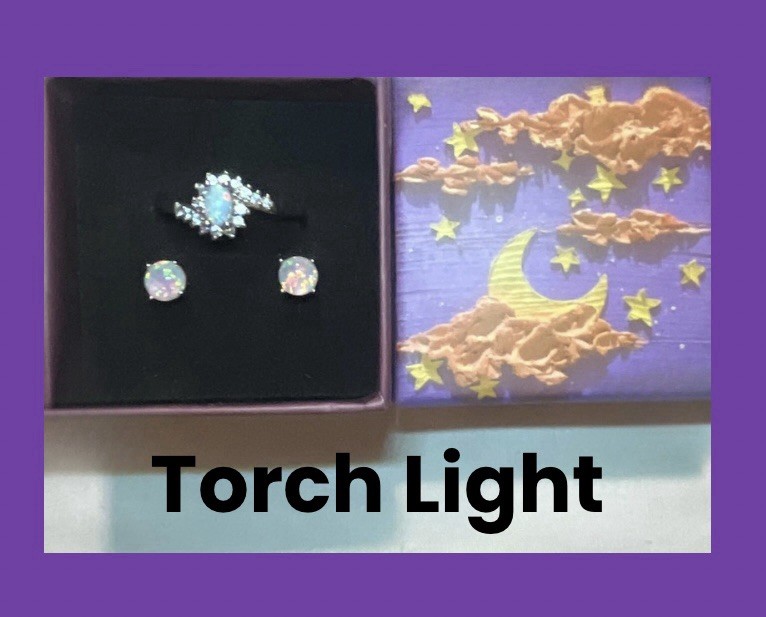 Beautiful White Fire Opal CZ Halo Ring Size 11 & Earrings Set