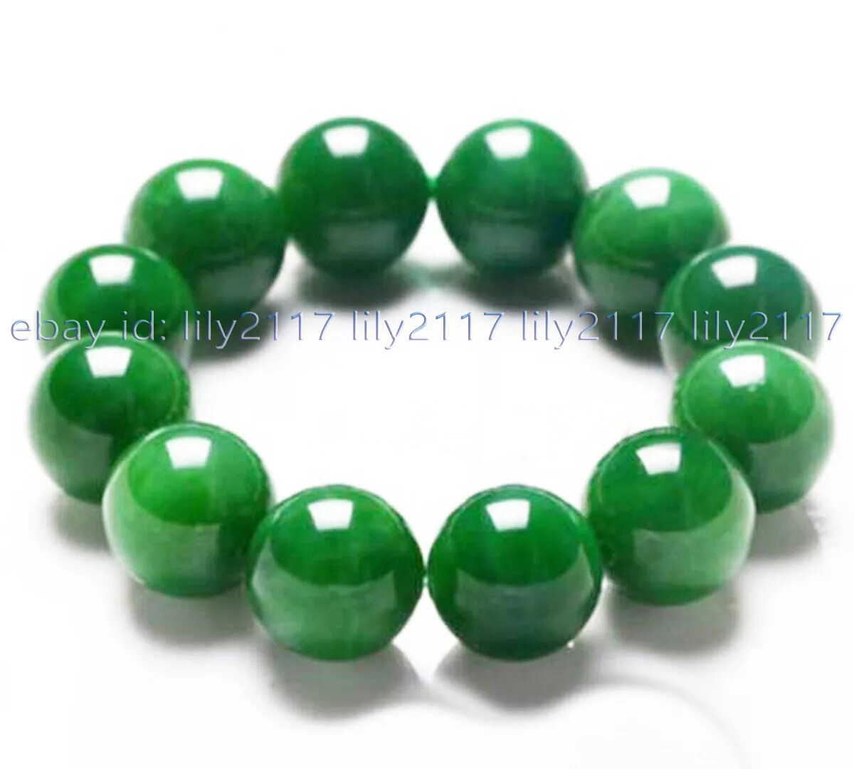 Huge 20mm Natural Green Jade Gemstone Round Beads Elastic Bracelets 7.5”