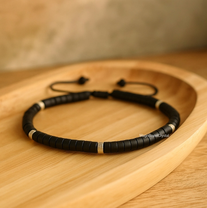 Dainty Black Tourmaline Matte Bracelet Minimalist Protection Women Men Jewelry