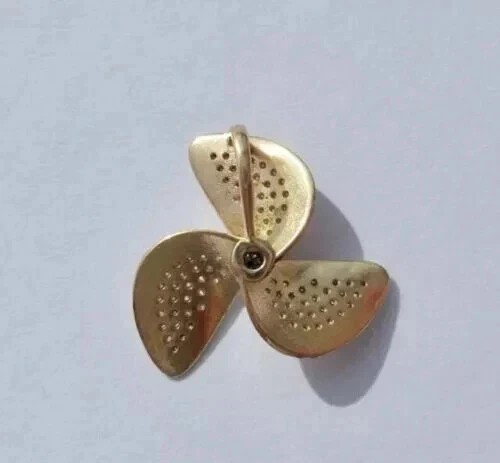 Women’s Fan Charm Pendant Round Cut Simulated Diamond In 14K Yellow Gold Plated