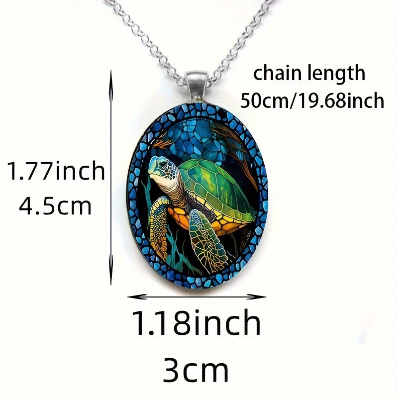 Sea Turtle Glass Necklace Romantic Pendant Gift Fathers Day Birthday Graduation