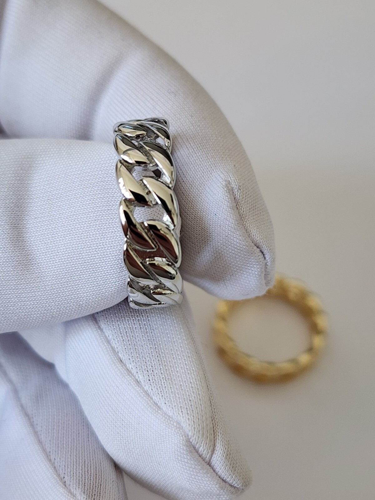 Gold, Silver Plated Cuban Chain Link Ring Unisex Hip Hop Jewelry Women, Men