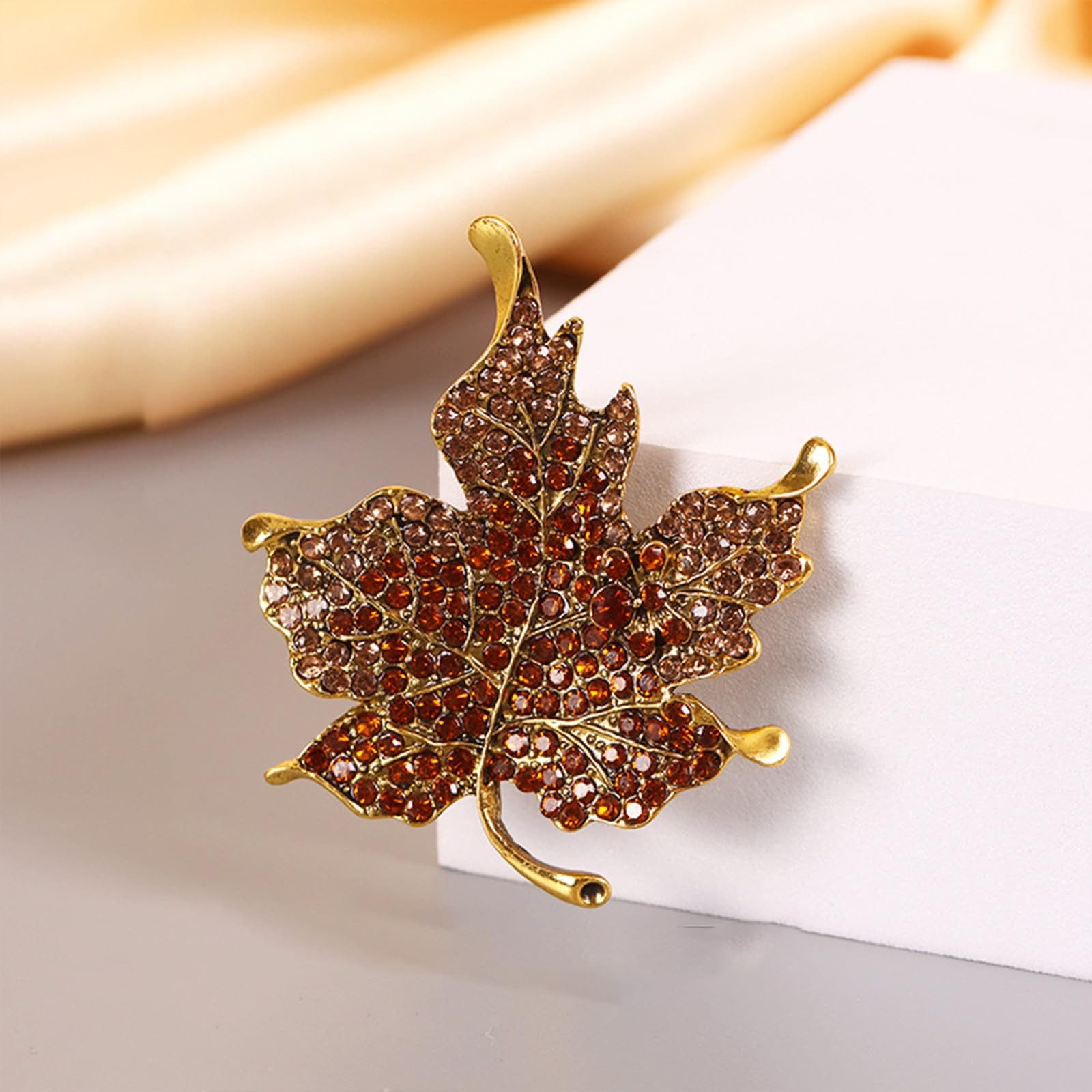 Thanksgiving Maple Leaf Brooch for Women Colorful Rhinestone Fall Brooches an…