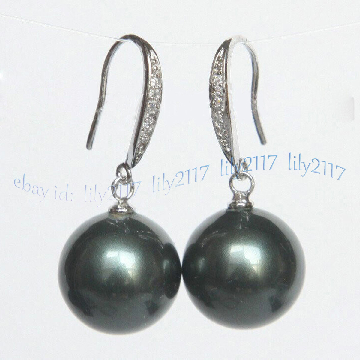 8-16mm Multicolor South Sea Shell Pearl Round Beads Dangle Silver Hook Earrings