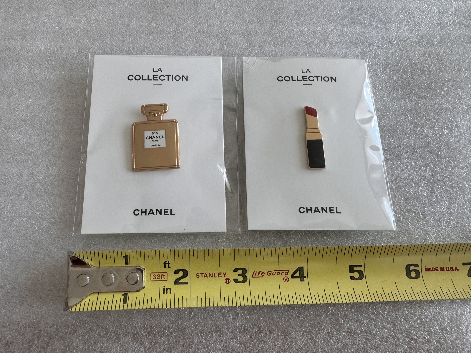 Chanel La Collection Novelty Pin Badge No.5 & Lipstick set. Brand New.
