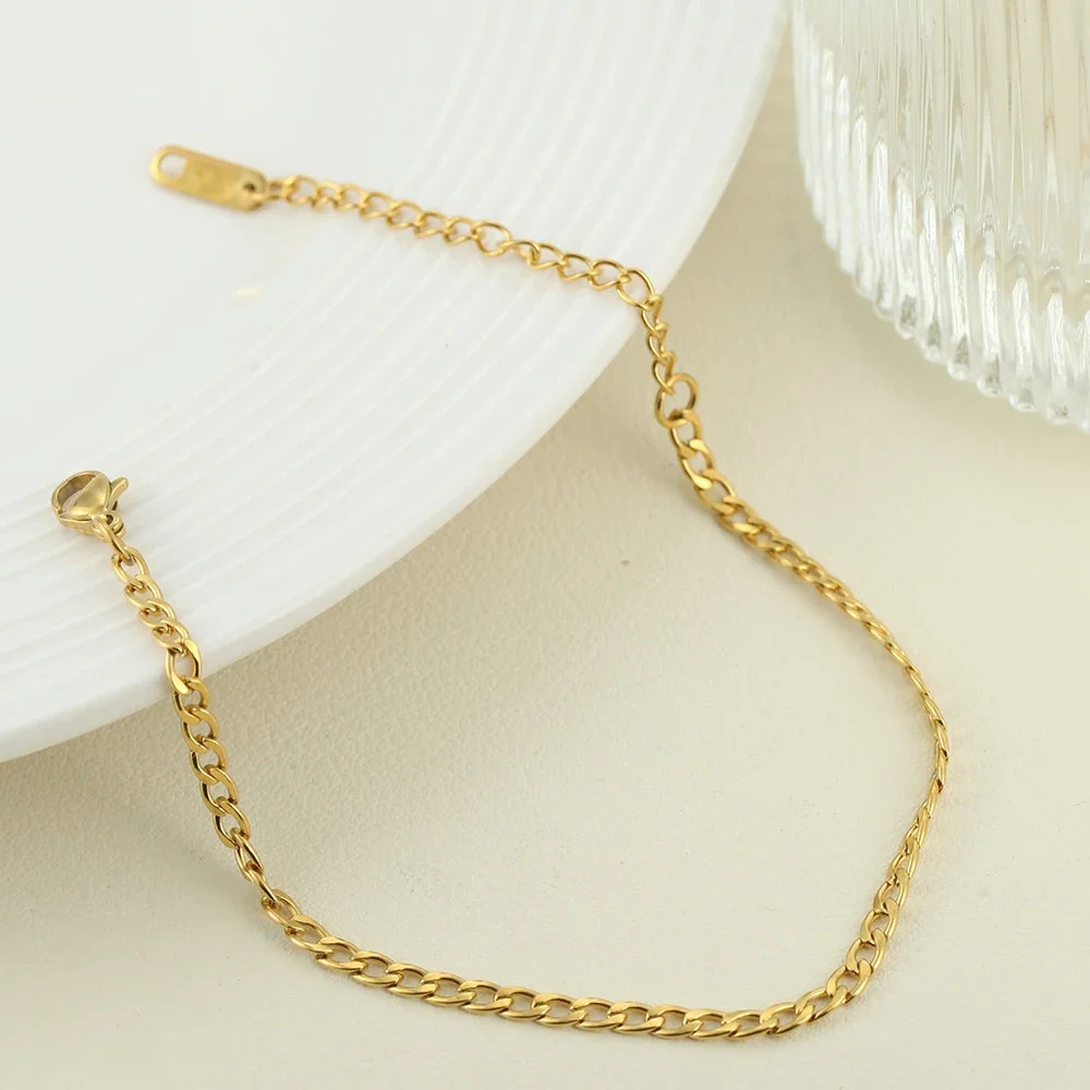 Good Quality Women’s High-end Stainless Steel Anklets Box Chain Clip Bead Chain