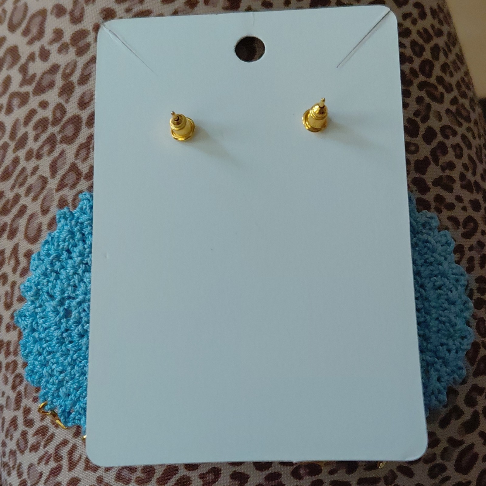Crochet Flower Dangle/Drop Earrings Blue White Yellow Butterfly Back