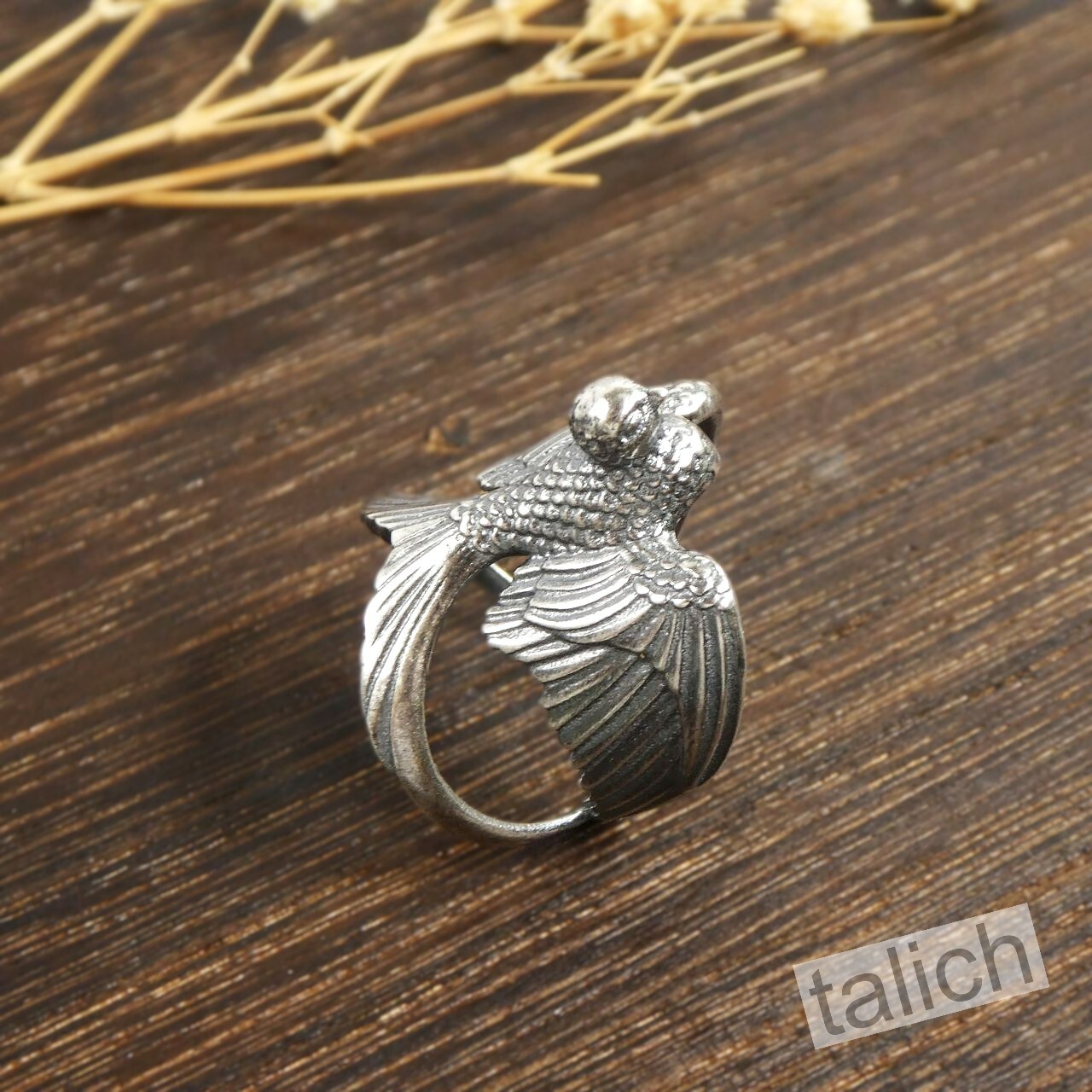 Unique 925 Sterling Silver Detailed Open Wing Bird Swallow Wrap Ring Adjustable