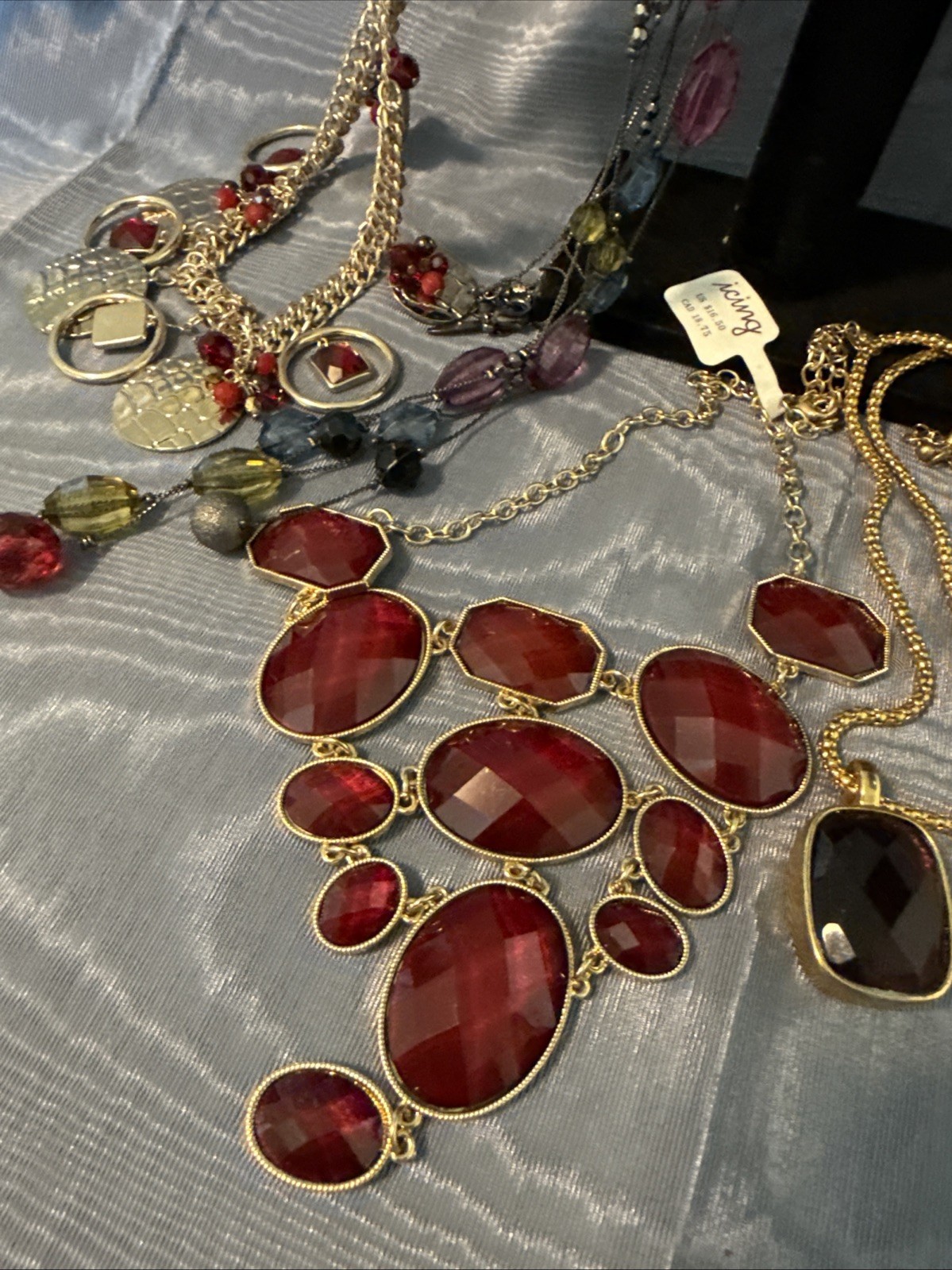 Lot Of 6 Branded Statement Necklaces Jewel Tones WHBM Limited NY Icing July 4