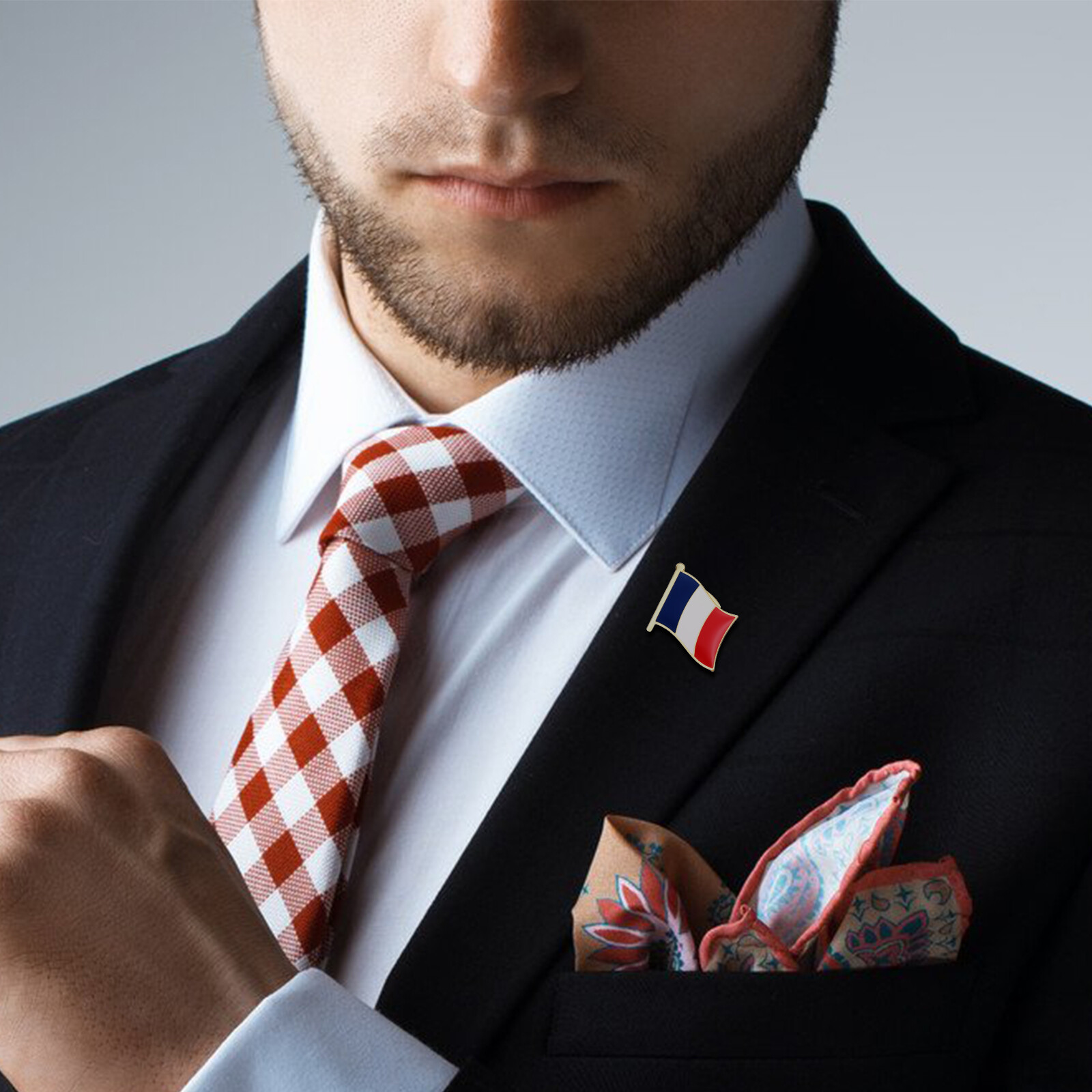 French Flag Pin Men’s Women’s Suit Uniform Lapel Pin Bastille Day Patriotic Pin