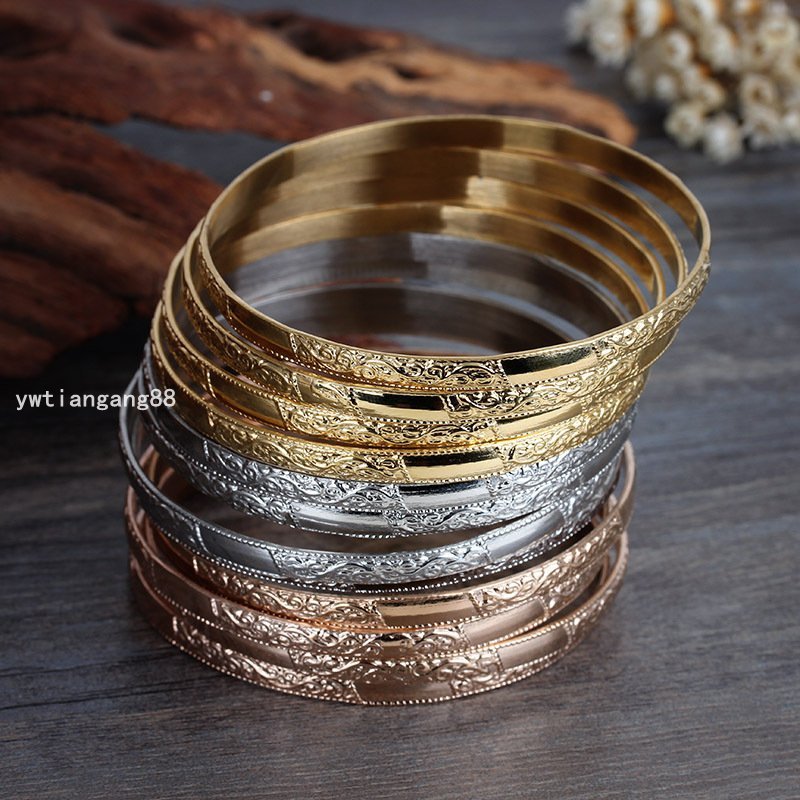 Women’s 12pc Tri-Color Gold Silver Rose Gold Stainless Steel Bracelet Bangle Set