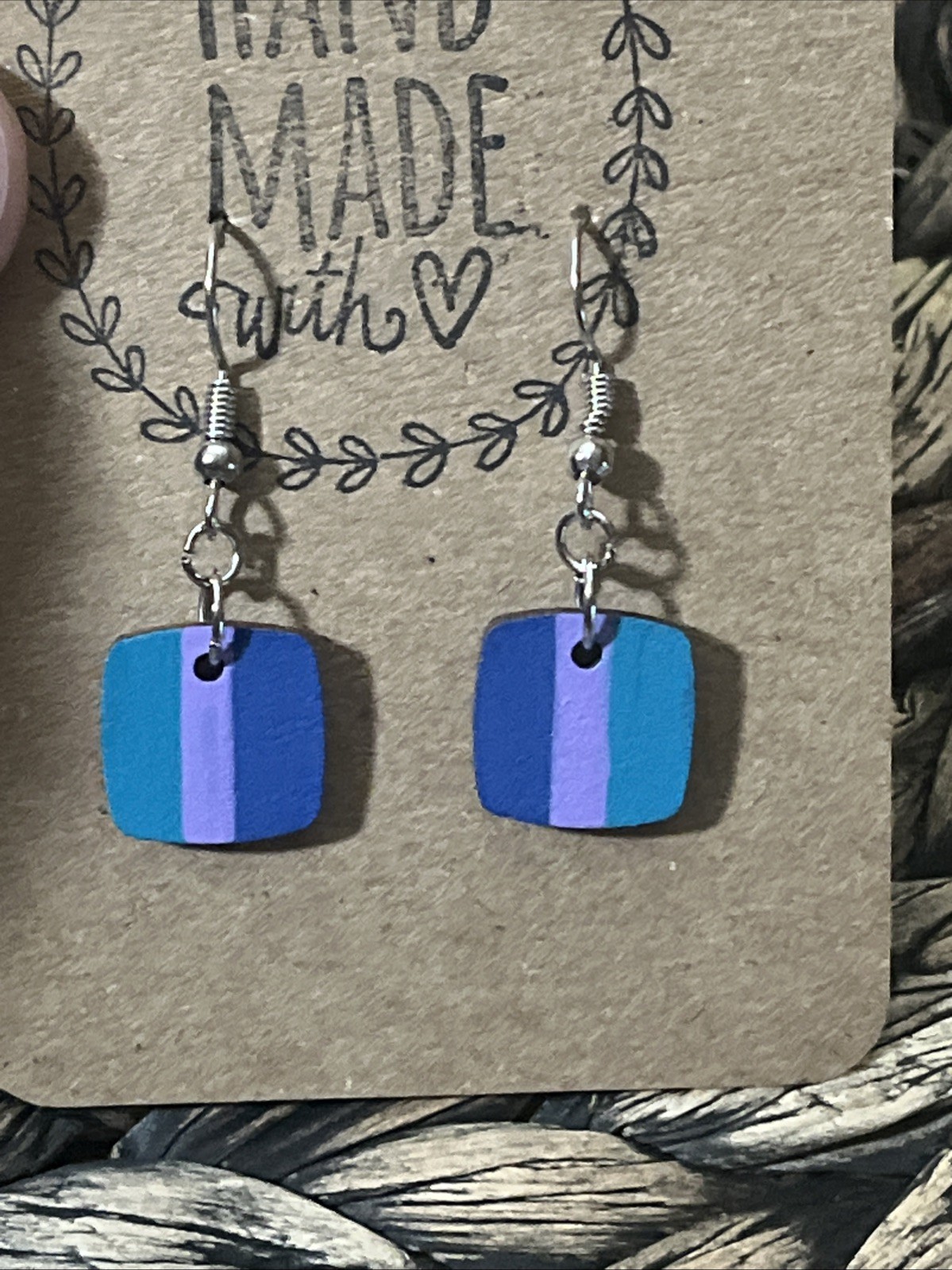 Small Earrings With Blue, Teal, And Purple