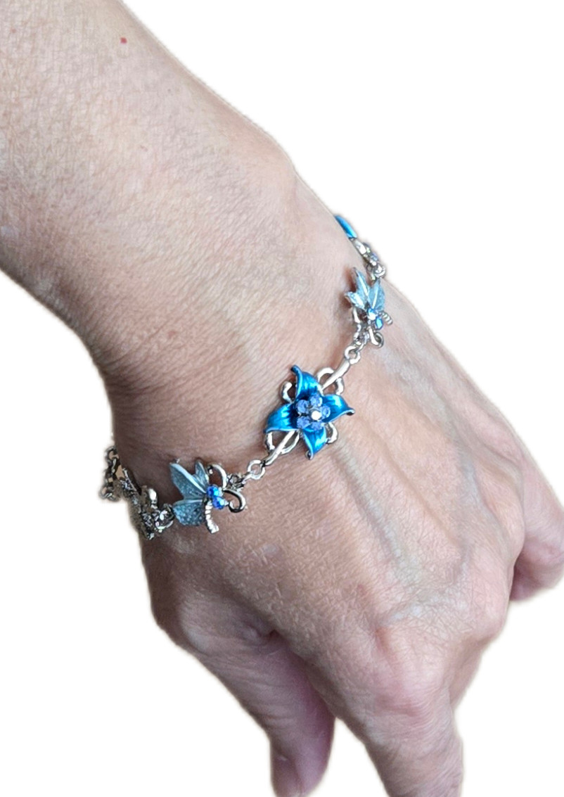 Wholesale Bracelets Lot of 12 Rhinestone Butterfly Flower Lobster Clasp Bracelet