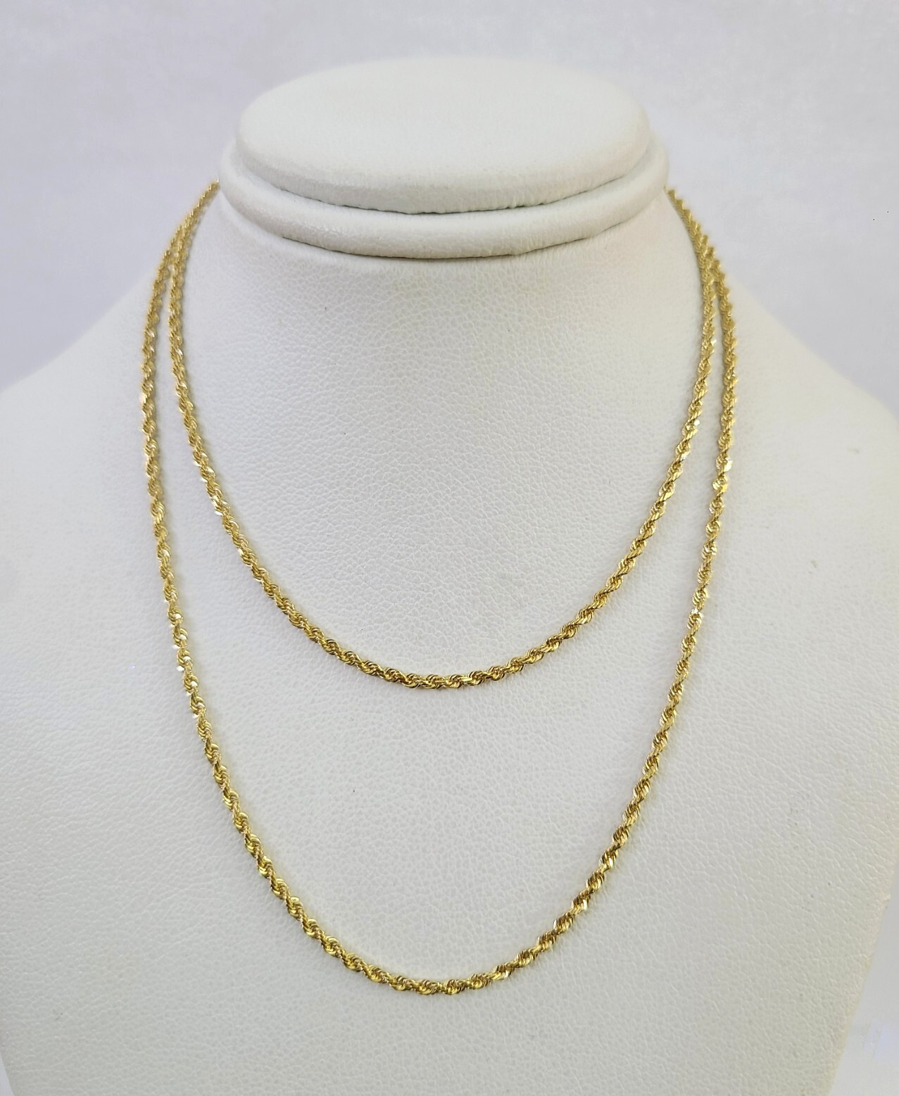 Real 18k Rope Chain Necklace 22 Inches 1mm Yellow Gold Men Women 18KT SOLID