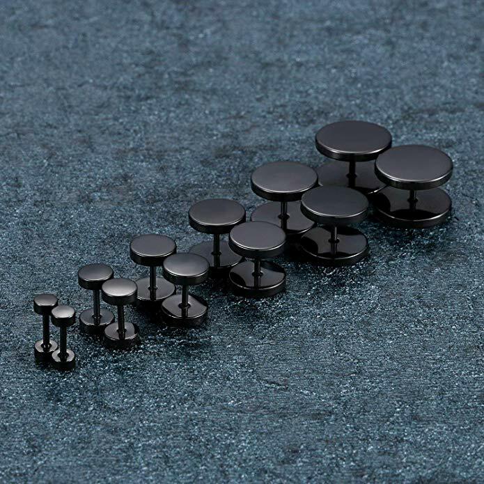316L Stainless Steel Fake Cheater Screw Mens Ear Plug Earring Stud Stretcher US