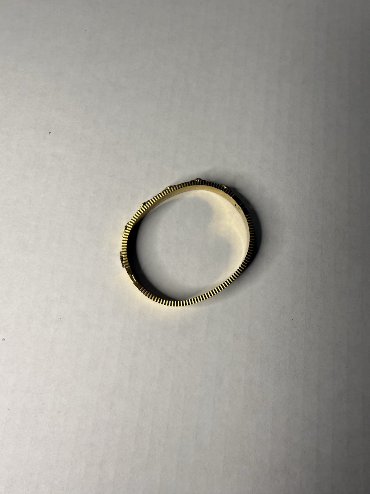 Gold Metal Bangle Bracelet Flower Cutout Design Round No Stone