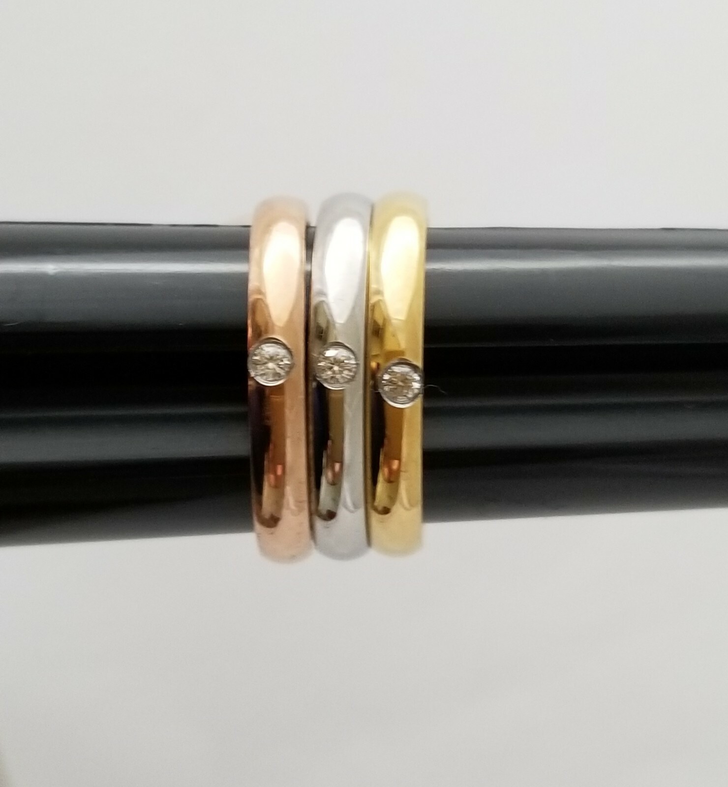 Tri-Color Gold Ring with center CZ Size