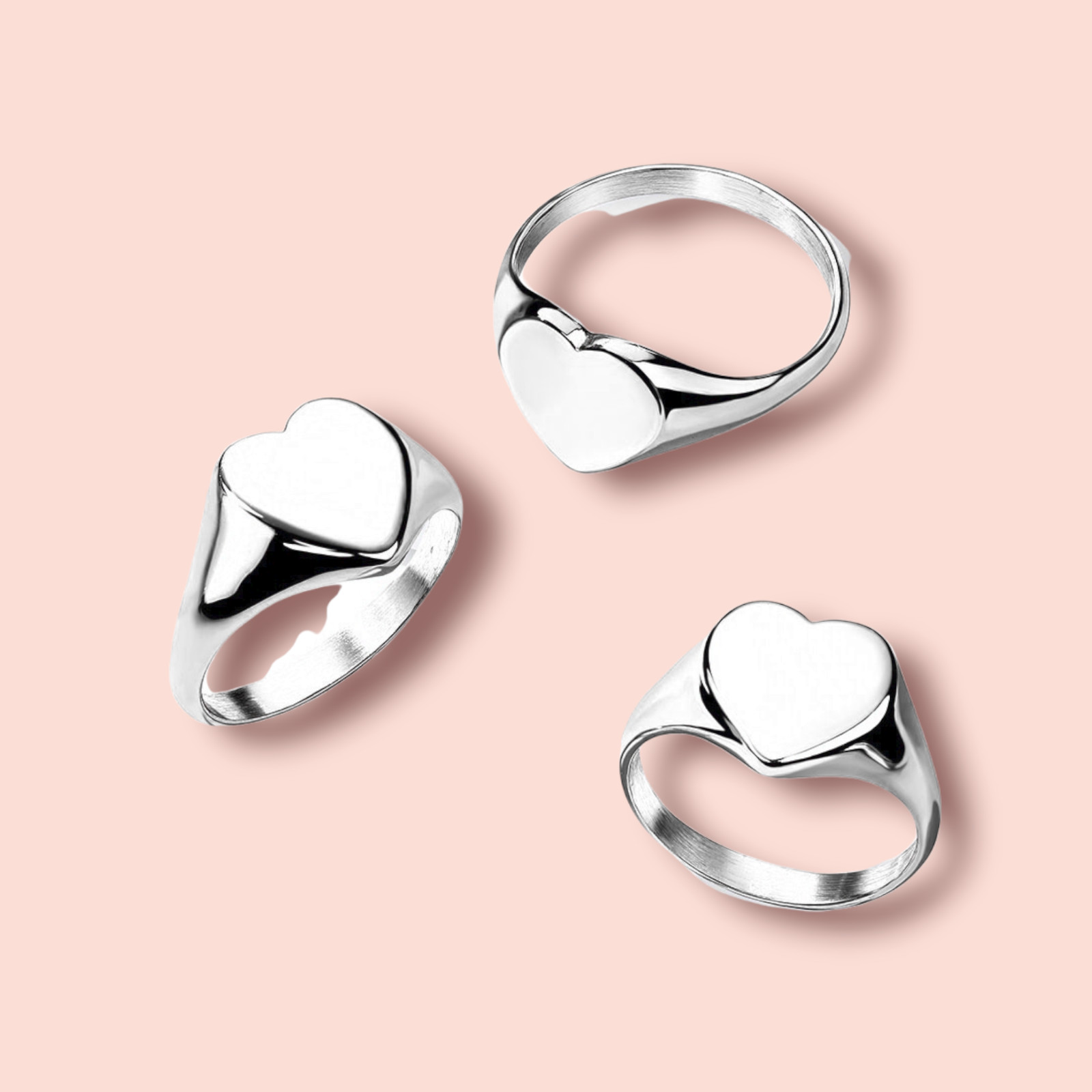 High Polish Flat Heart Top Over Ring – Stainless Steel Plated Heart Ring