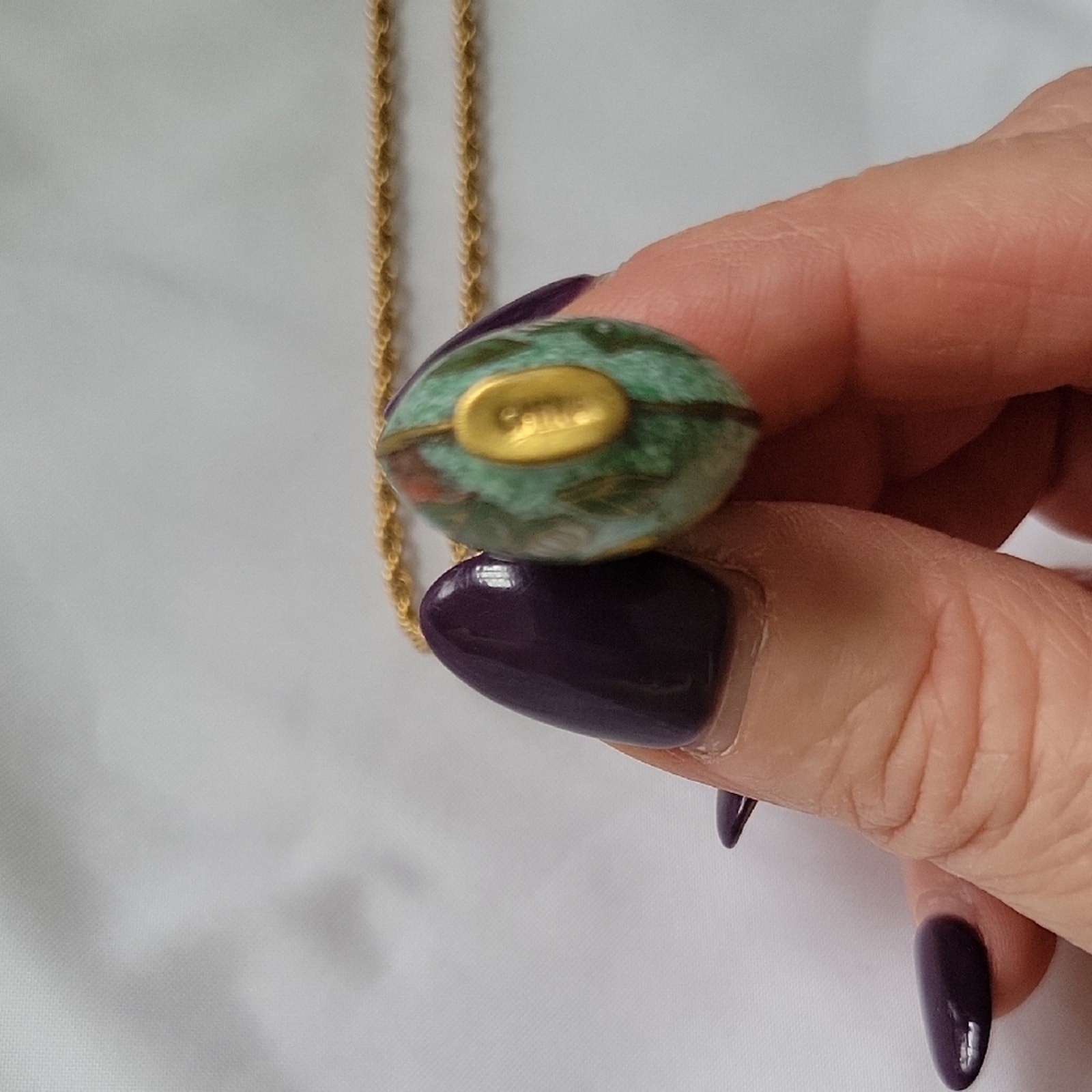 Vintage Cloisonne Vase Pendant Necklace