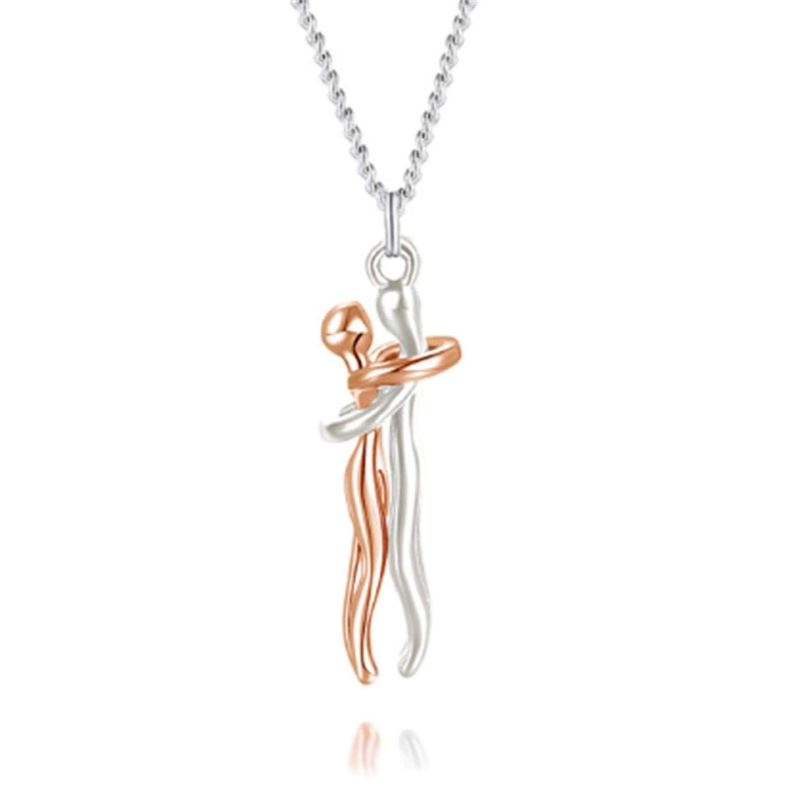 Caiyao Affectionate Hug Necklace Couples Pendant Chain Jewelry Gift