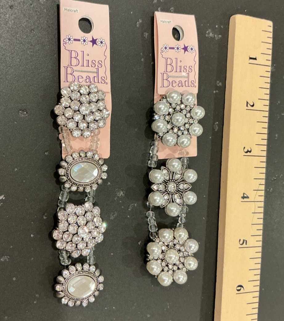 New Bliss Beads Rhinestones Faux Pearls slider beads bracelet brooch (GR171)