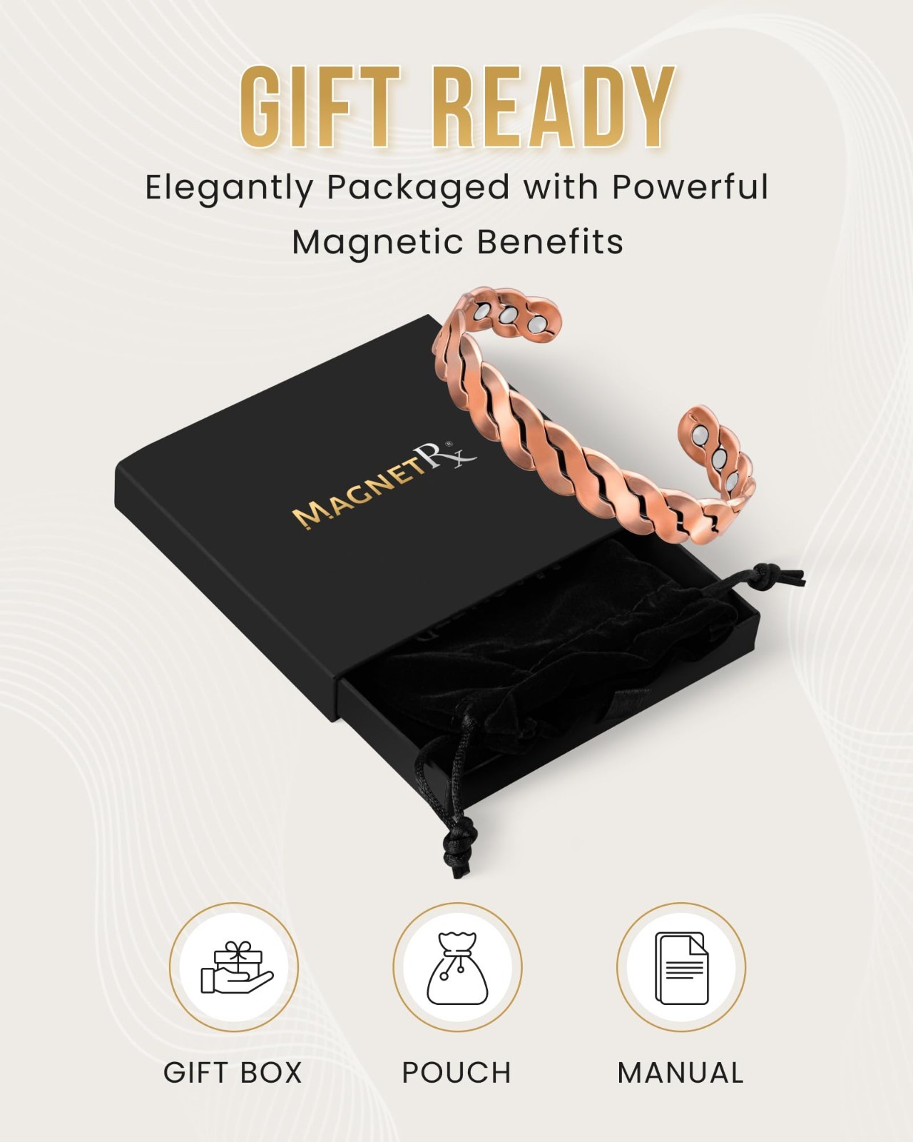 Adjustable Pure Copper Magnetic Bracelet for Men & Women – Twisted Cuff Bangle