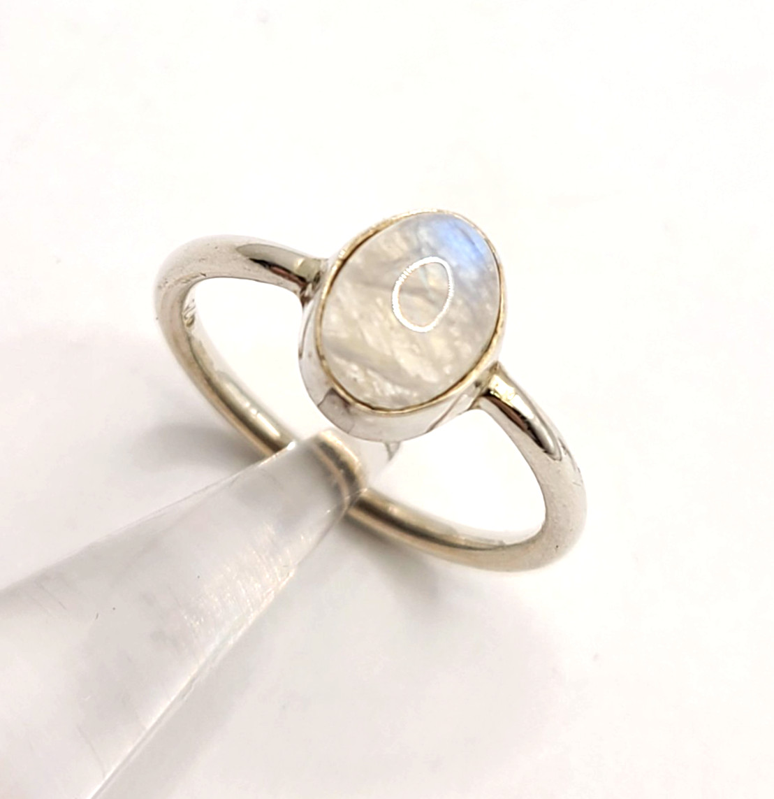 Natural Rainbow Moonstone Jewelry Handmade June Ring 5 US Gift For Women