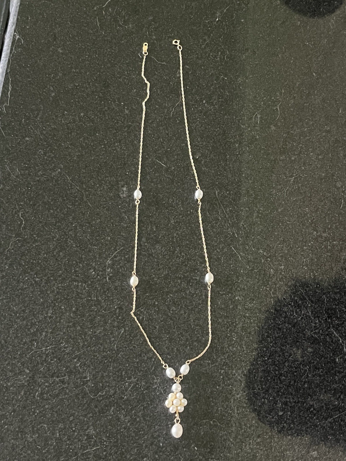 14k Yellow Gold Freshwater Pearl Necklace Cable Chain Spring Ring