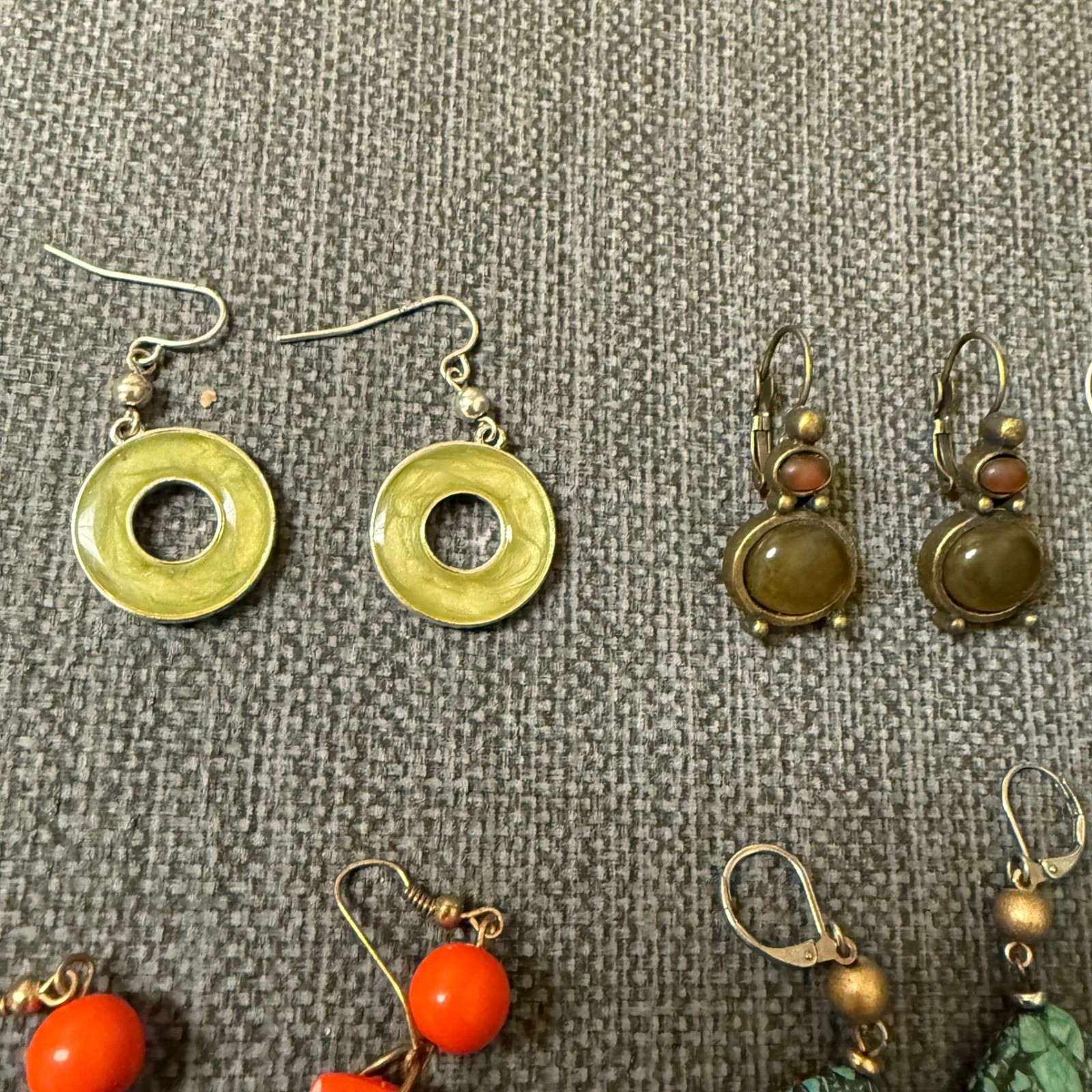 8 Pair Mixed Fashion Earring Lot Boho Turquoise Heart Orange Yellow Geometric