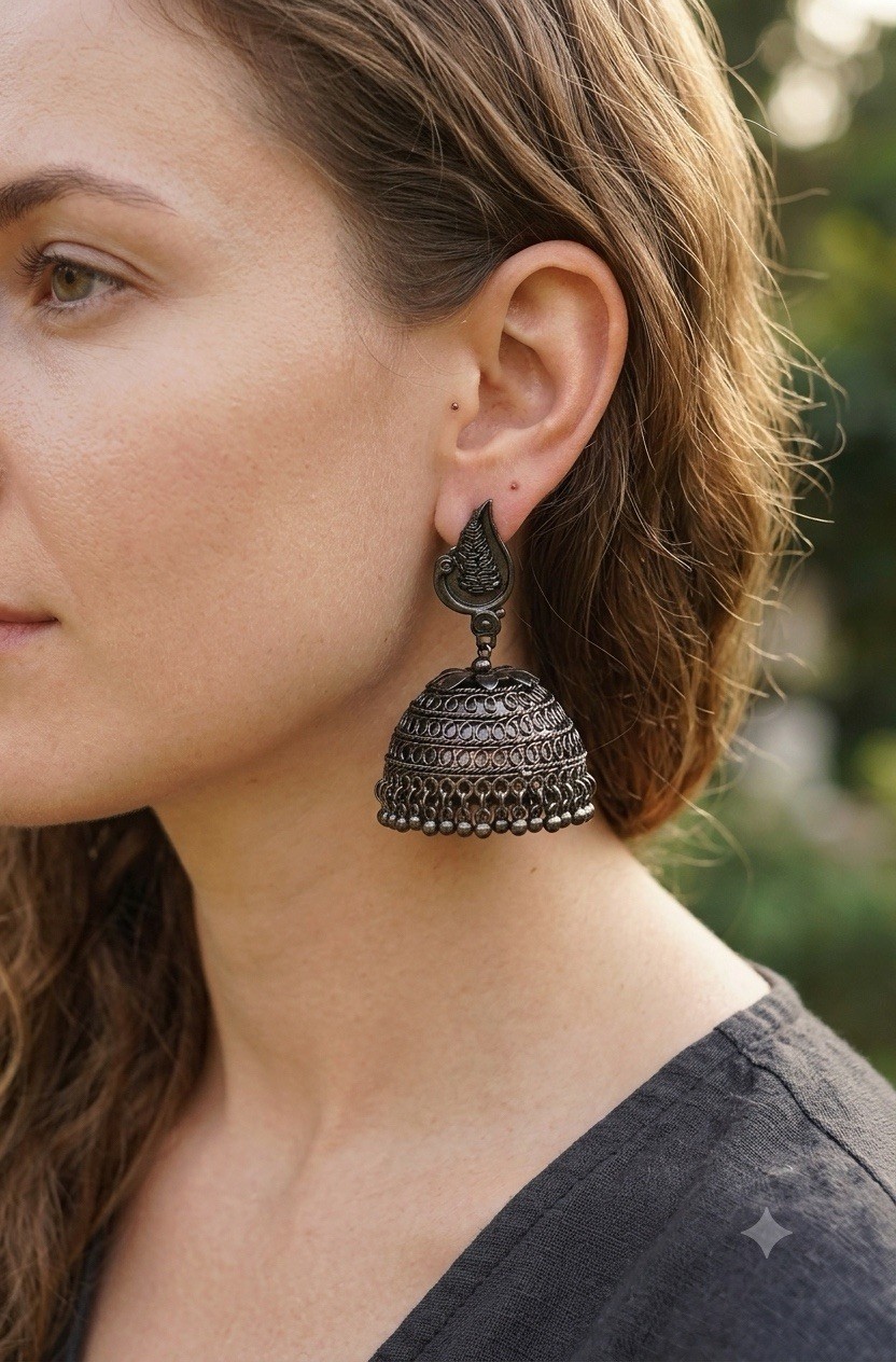 Oxidized Vintage Style Women Earrings Traditional Jhumka Earrings For Women