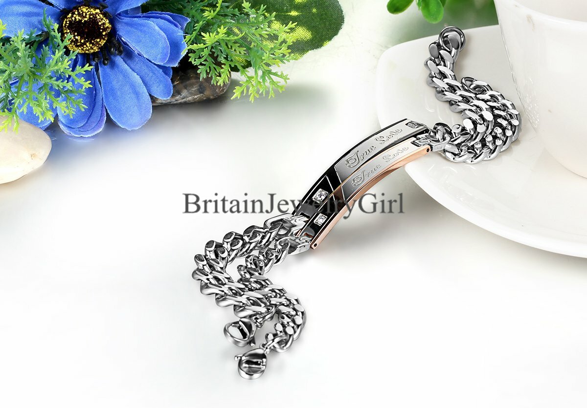 True Love Stainless Steel His and Hers Couple Bangle Bracelet Valentine’s Gift