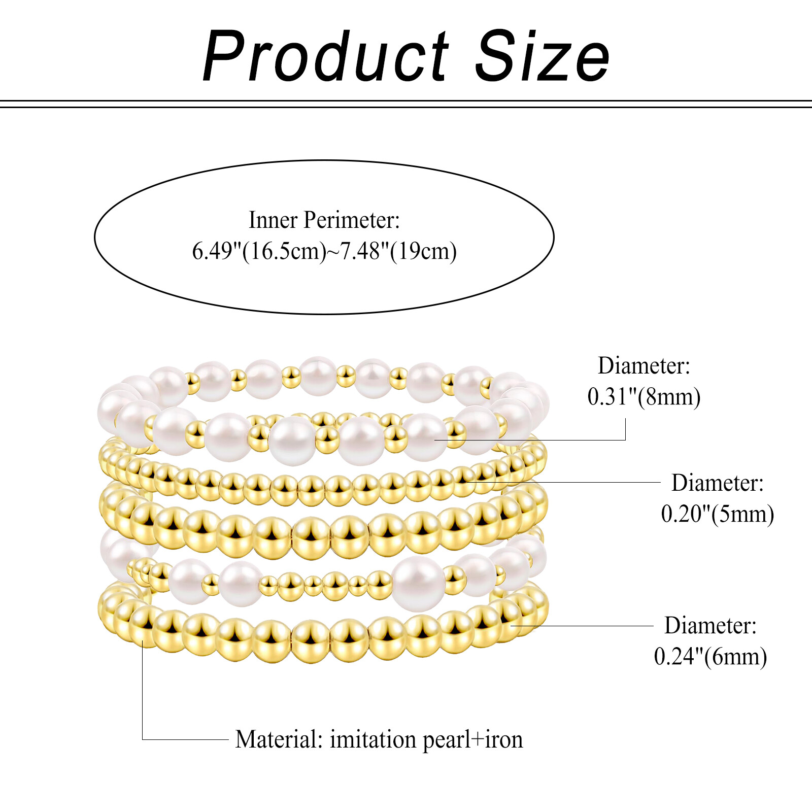 5Pcs Women Girls Gold Tone Boho Stackable Beaded Stretch Bracelets Wedding Gift